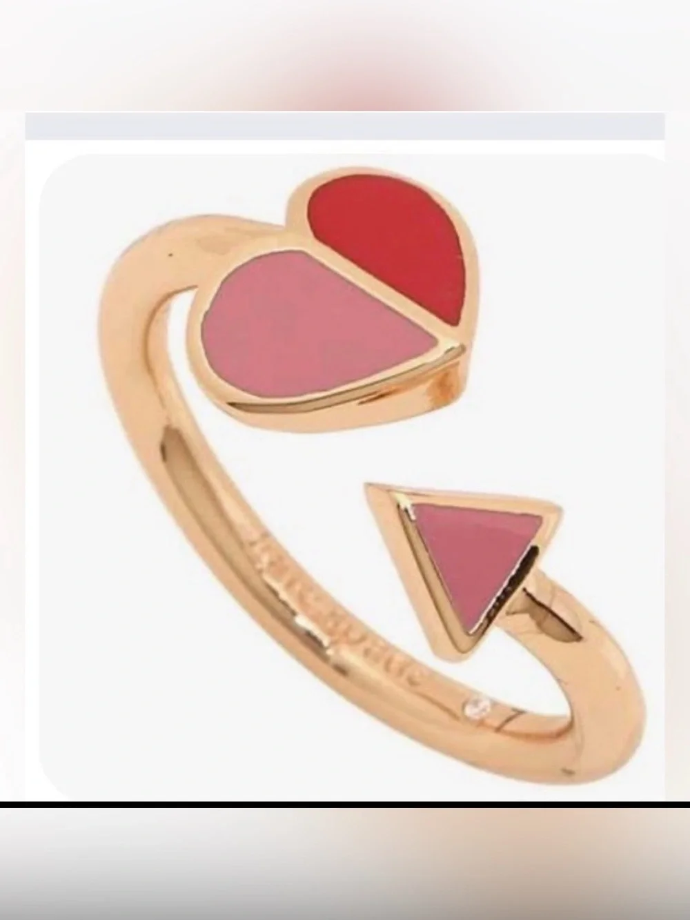 Kate Spade Heritage Spade Enamel Heart Twist Pink Multi‎ Ring Size 7 NWT